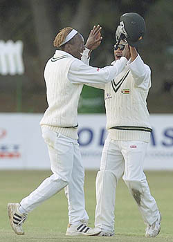 olanga and ebrahim enjoying indian wicket dismisalal